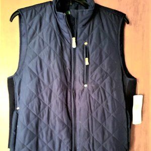 NWT $ 169 LRL Sleeveless shell. Navy blue. Zip up